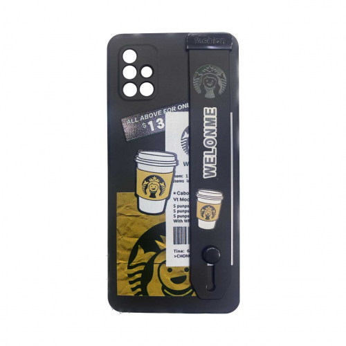 قاب گوشی استارباکس با بند دستی استندشو و محافظ لنز دار سامسونگ Samsung A51