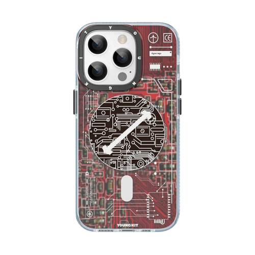 قاب آیفون 15 پرومکس برند یانگ کیت مدل تکنولوژی - قرمز  YOUNGKIT Technology Futuristic RED Apple iPhone 15 Pro Max