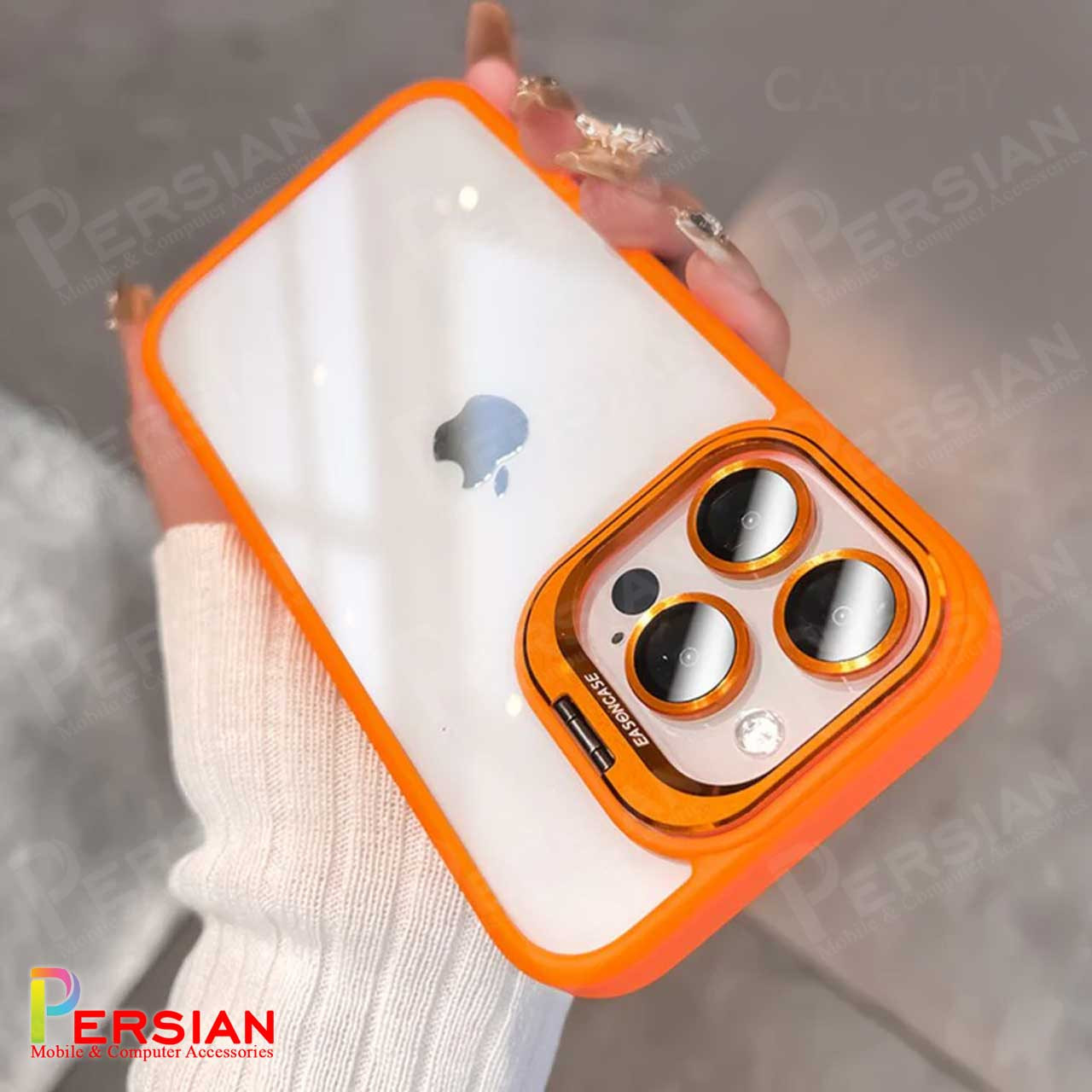 قاب آیفون 14 پرومکس برند ایسون کیس شفاف استند شو با محافظ لنز رینگی  Eason Case IPhone 14 Pro Max