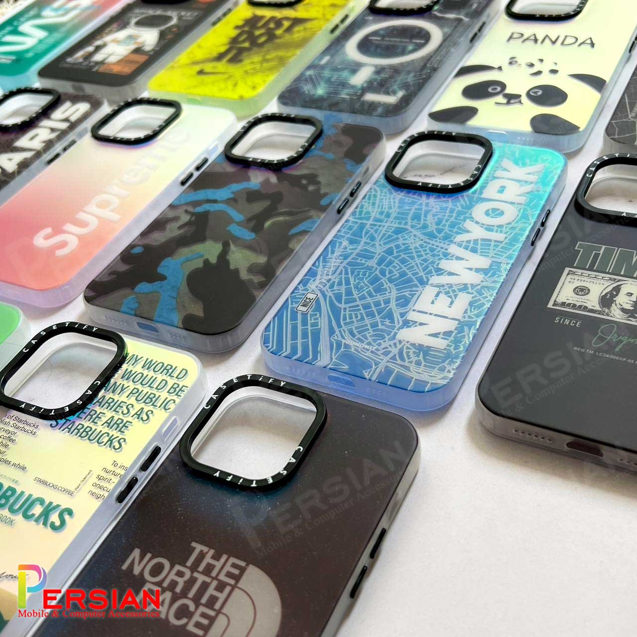 قاب گوشی سامسونگ Samsung S23 Ultra هولوگرامی برند CaseTify محافظ لنز و دکمه فلزی - طرح Supreme