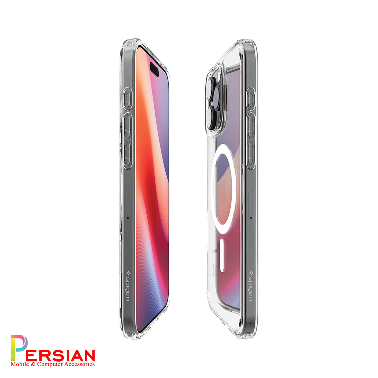 قاب گوشی آیفون ۱6 پرو تمام شفاف با مگ سیف برند اسپیگن Spigen Ultra Hybrid (MagFit)Case iPhone 16 Pro