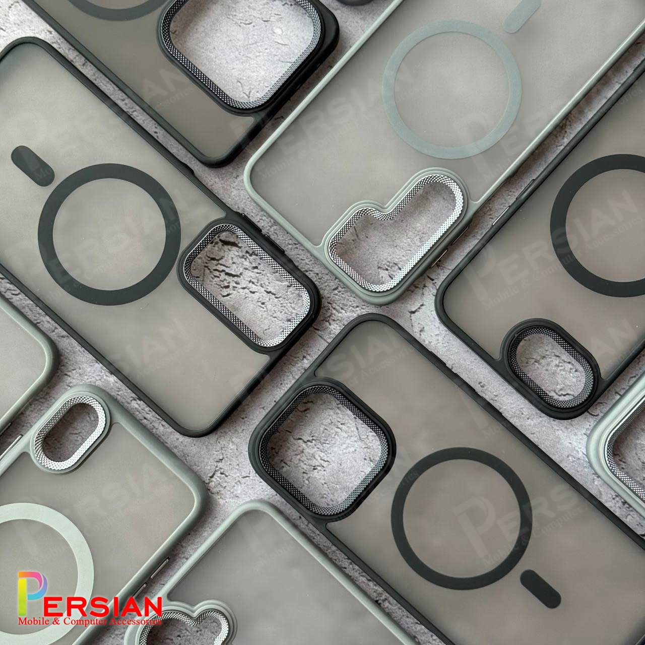 قاب گوشی آیفون 12 پرومکس مات مگ سیف دار برند مجیک ماسک با لنز برجسته طرح کربن Magic Mask IPhone 12 Pro Max
