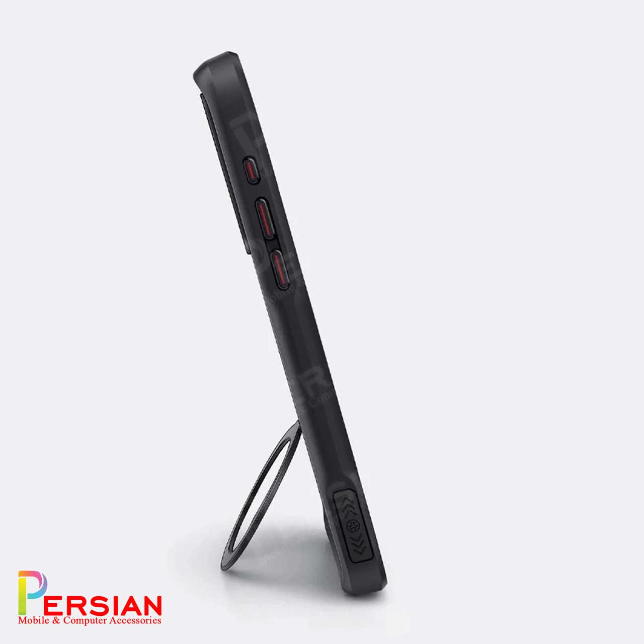 قاب گوشی آیفون 16 پرومکس طرح فیبر کربن مگ سیف استند شو برند مجیک ماسک Fiber Carbon Magic Mask Case iPhone 16 Pro Max