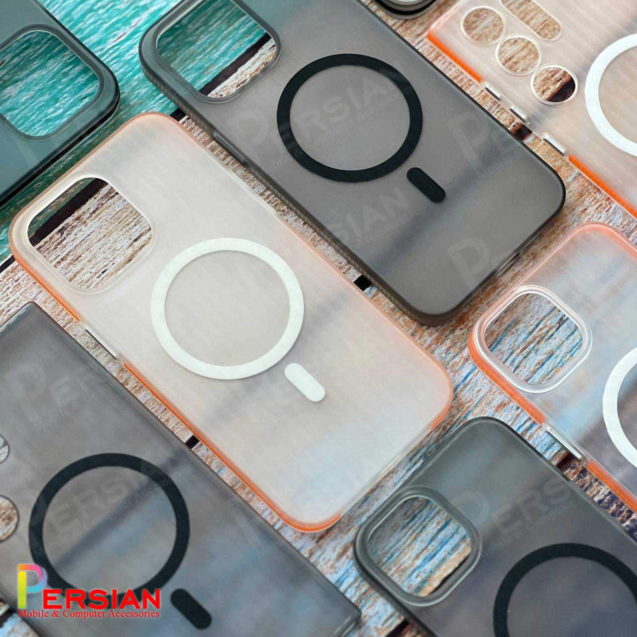 قاب گوشی آیفون 15 پرومکس طرح راه راه مگ سیف دار برند مجیک ماسک Magic Ribbed Case Magsafe IPhone 15 Pro Max