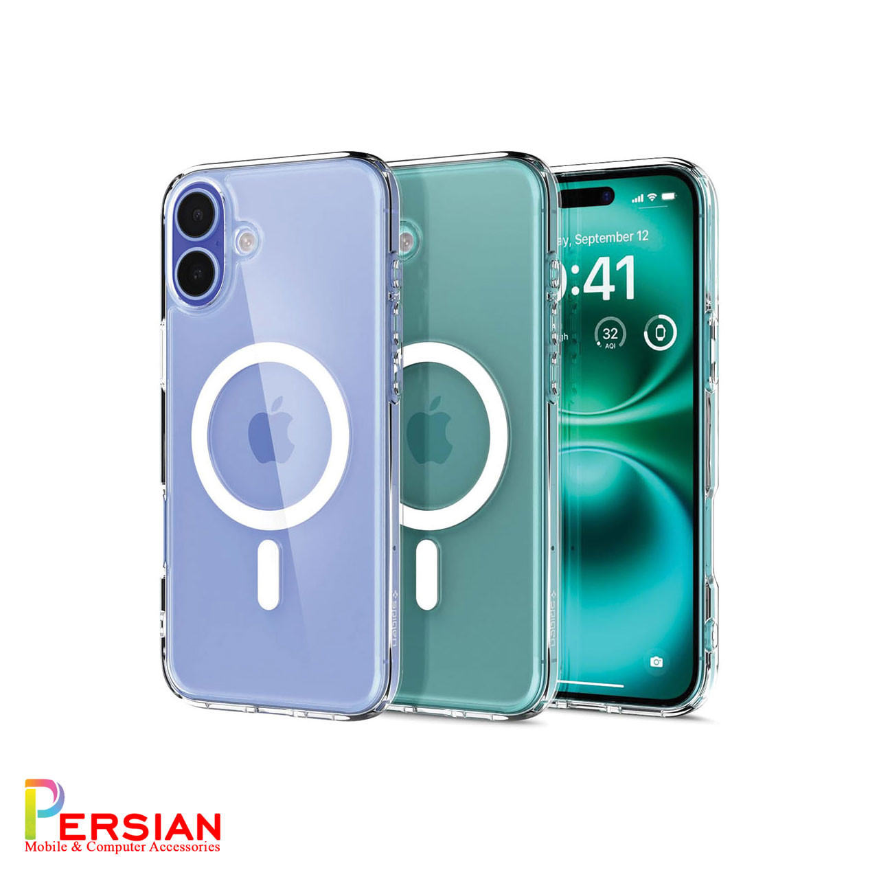 قاب گوشی آیفون ۱6 تمام شفاف با مگ سیف برند اسپیگن Spigen Ultra Hybrid (MagFit)Case iPhone 16