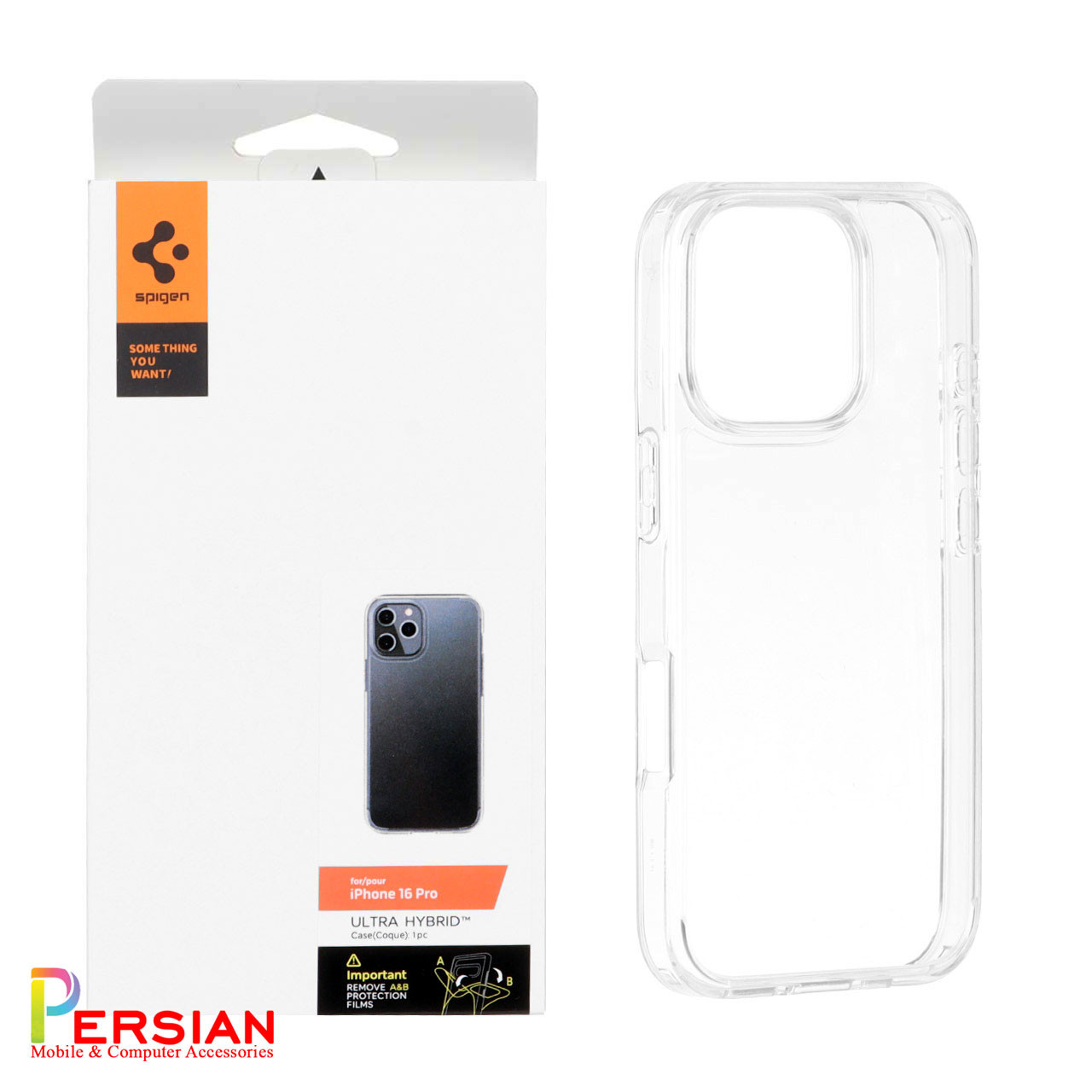 قاب گوشی آیفون ۱6 پرو تمام شفاف برند اسپیگن Spigen Ultra Hybrid Case iPhone 16 Pro