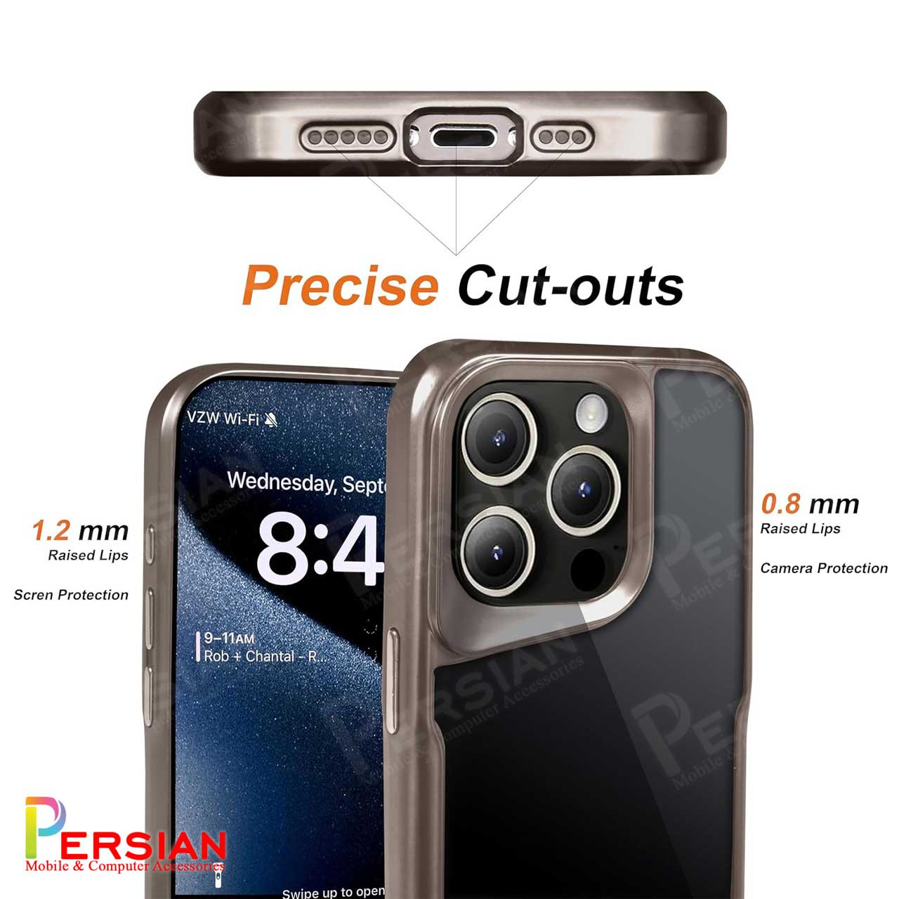 قاب آبفون 15 پرومکس برند New Zone پشت شفاف IPhone 15 Pro Max