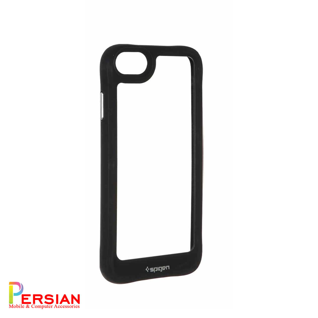 قاب آیفون 7/8  اسپیگن مدل دور مشکی شفاف لنز برجسته Spigen Black TPU Clear Case IPhone 7/8