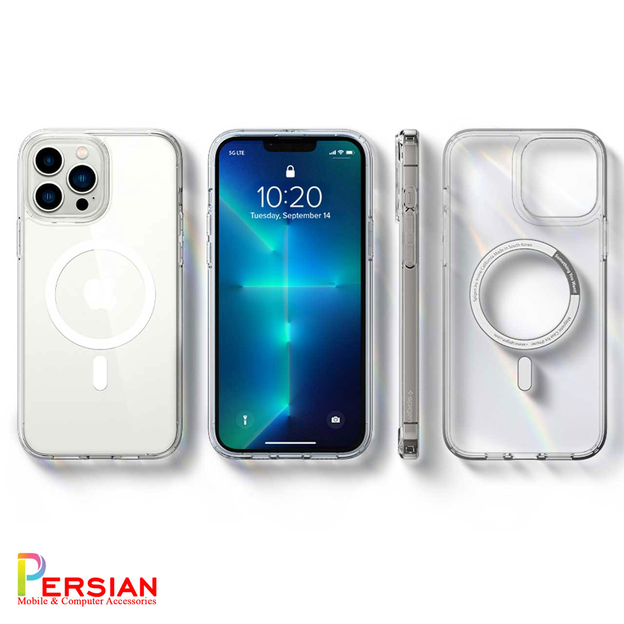 قاب گوشی آیفون ۱۳ با مگ سیف برند اسپیگن Spigen Ultra Hybrid Mag Case iPhone 13