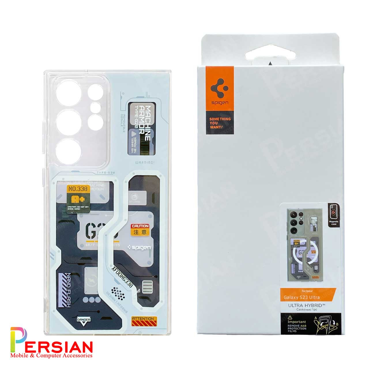 قاب سامسونگ S23 الترا طرح G20 تکنولوزی برند اسپیگن Spigen Ultra Hybrid G20 (Zero One) Samsung S23 Ultra