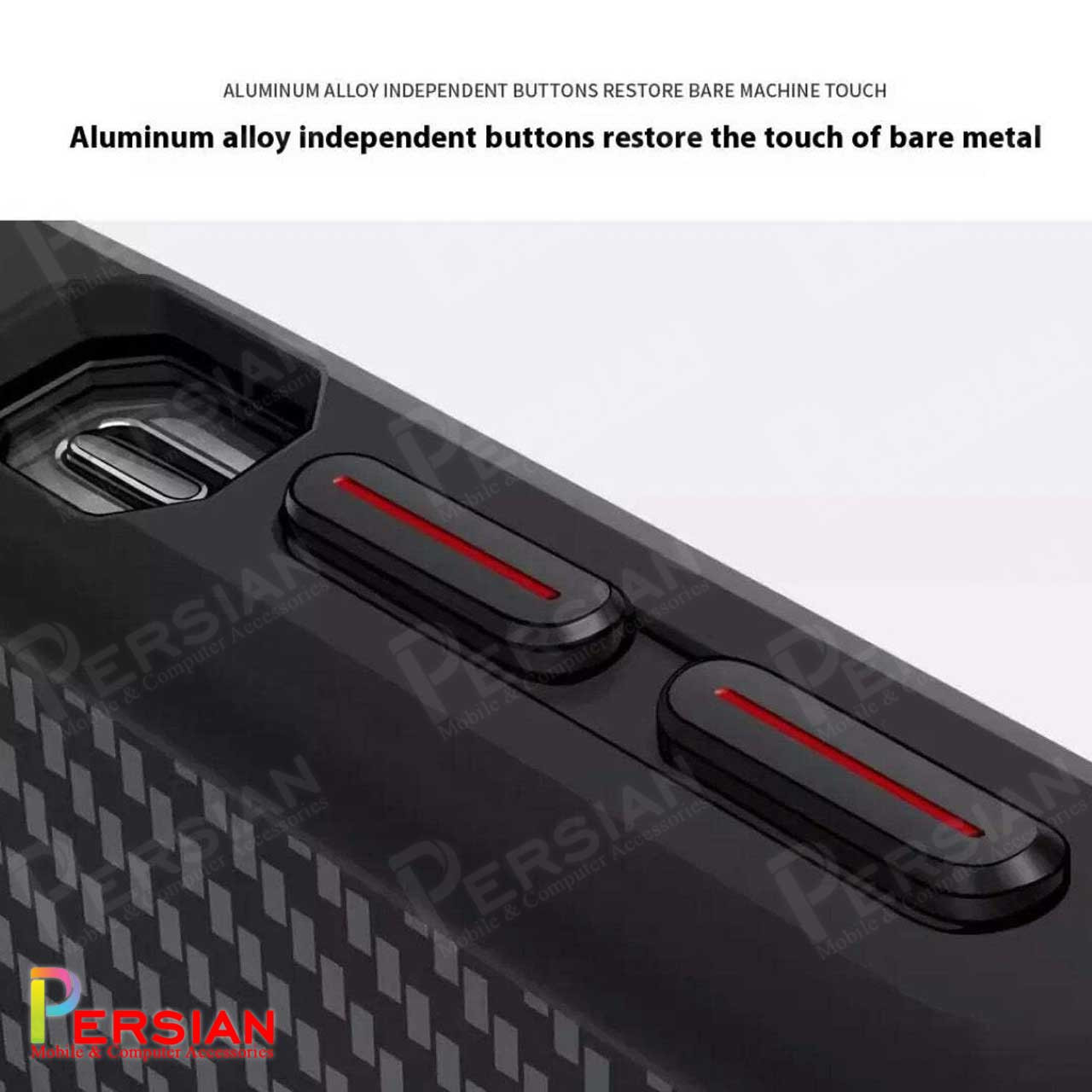 قاب گوشی آیفون 16 پرومکس طرح فیبر کربن مگ سیف استند شو برند مجیک ماسک Fiber Carbon Magic Mask Case iPhone 16 Pro Max