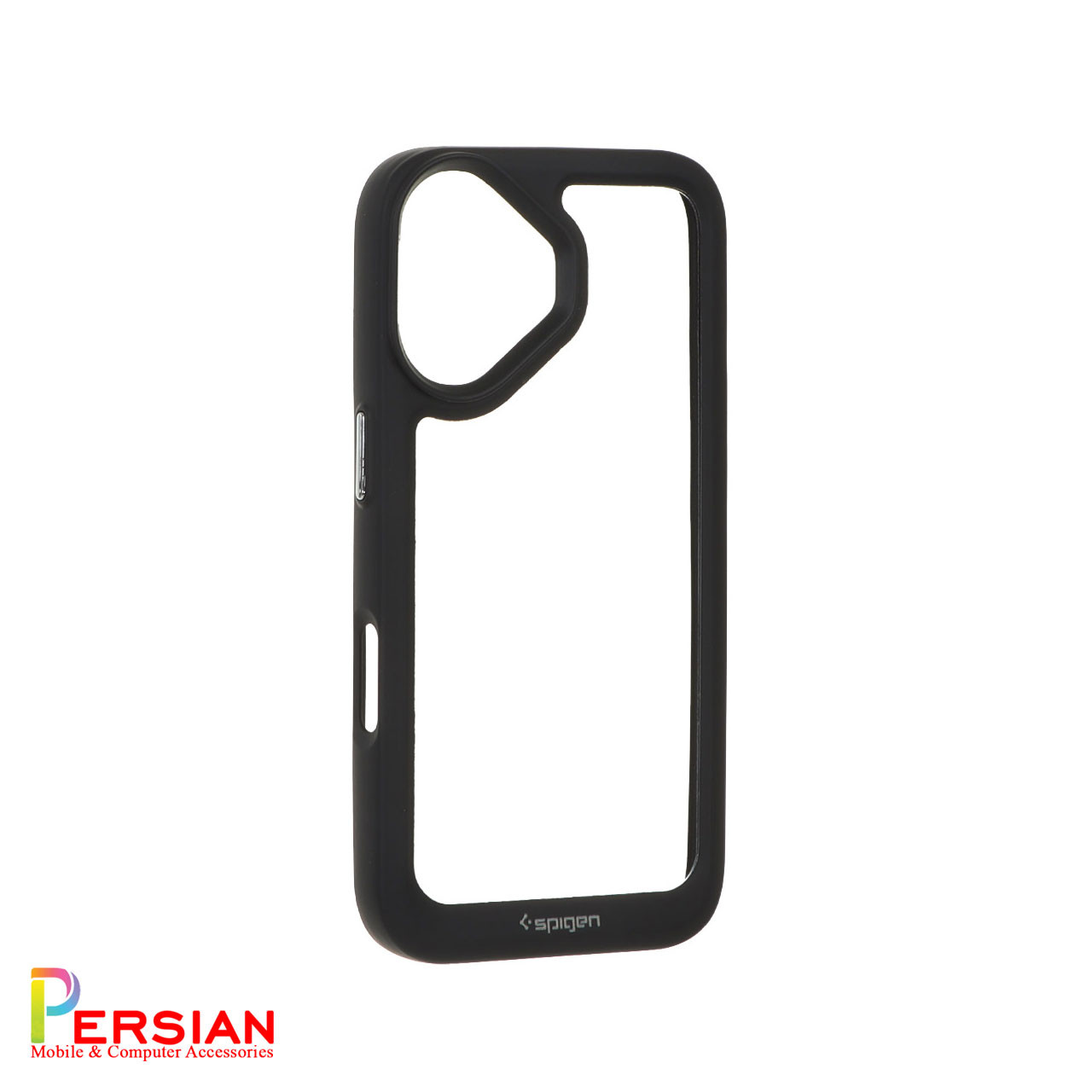 قاب آیفون 16  اسپیگن مدل دور مشکی شفاف لنز برجسته Spigen Black TPU Clear Case IPhone 16