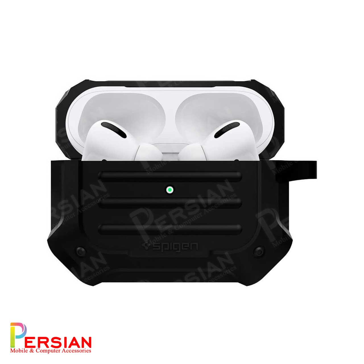 کاور ایرپاد پرو برند اسپیگن آرمور متال مدل Spigen Rugged Armor Metal Case Airpods Pro