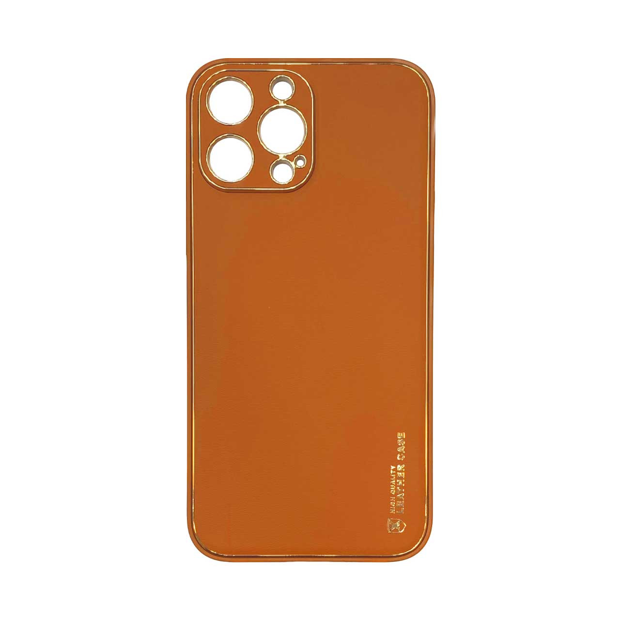 قاب ایفون 14 پرومکس چرمی Unique Case دور طلایی محافظ لنز دار iPhone 14 Pro Max