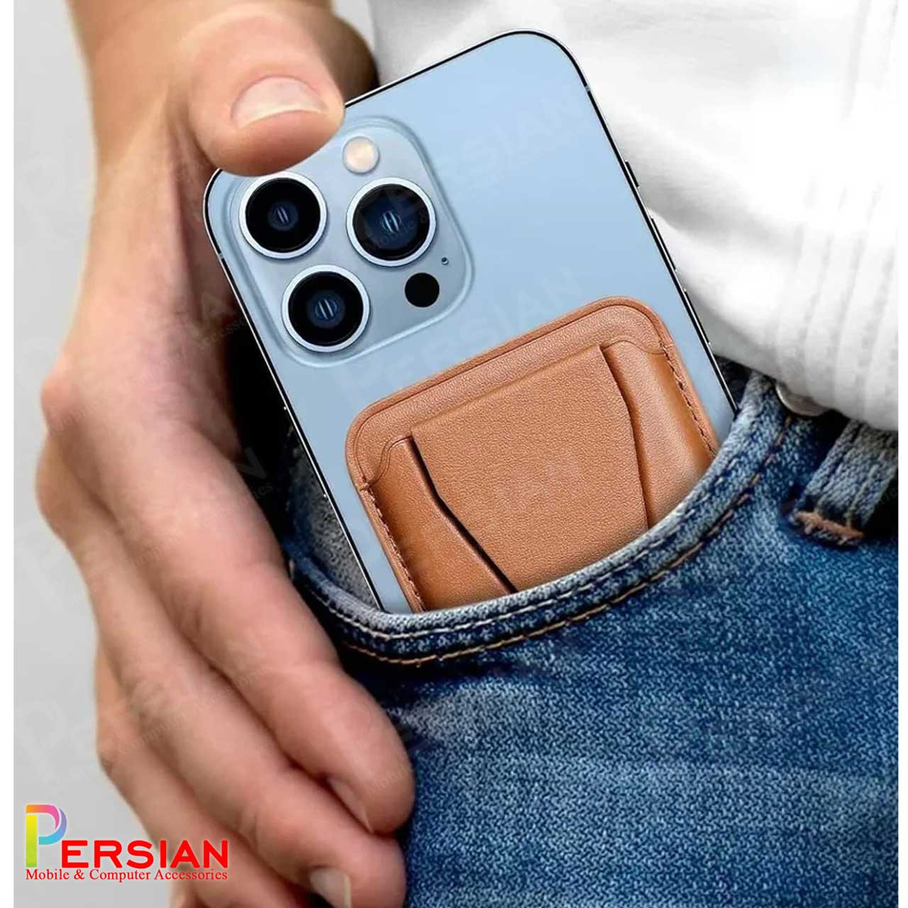 کیف جاکارتی ( ولت ) چرمی مگ سیف و استند شو