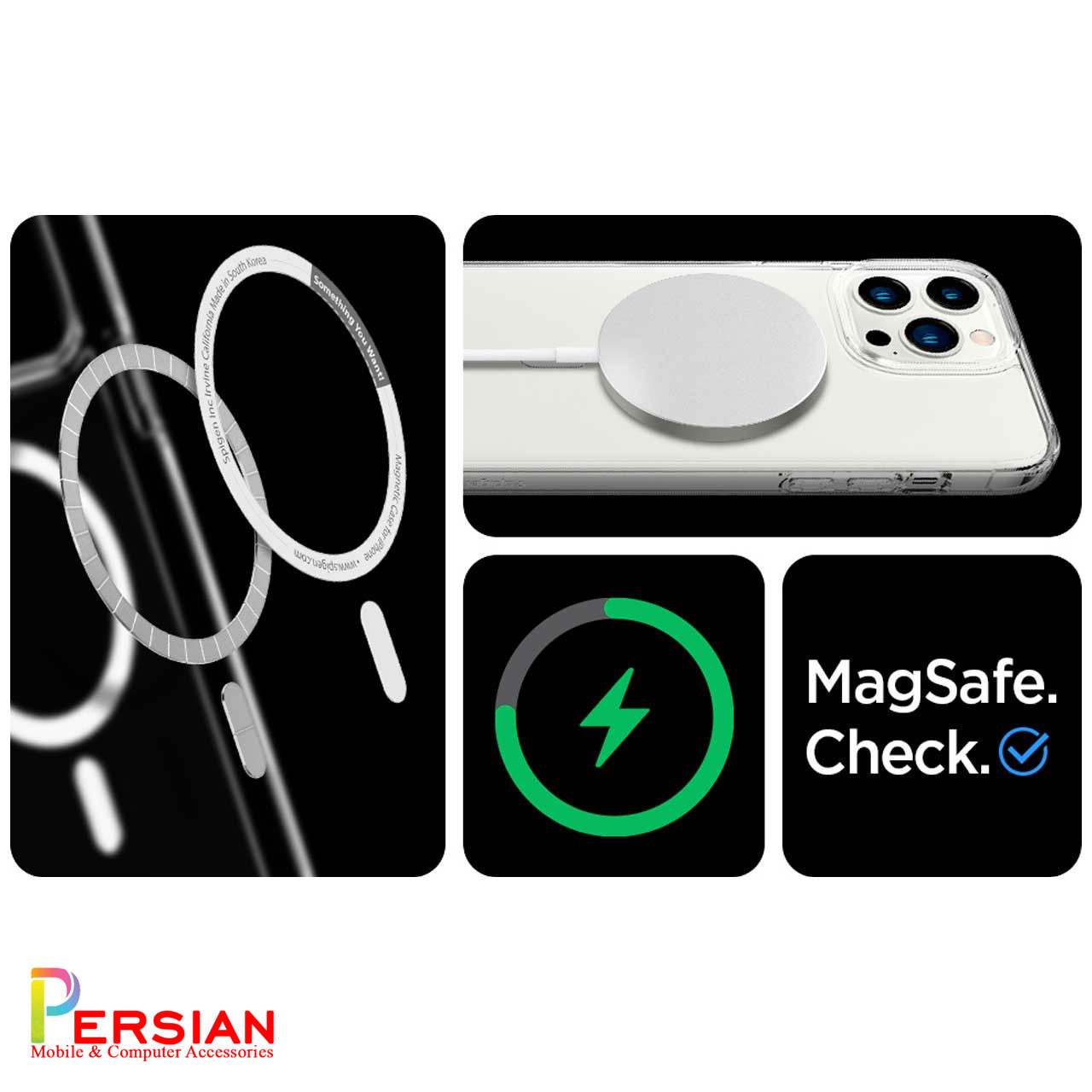 قاب گوشی آیفون ۱۳ با مگ سیف برند اسپیگن Spigen Ultra Hybrid Mag Case iPhone 13