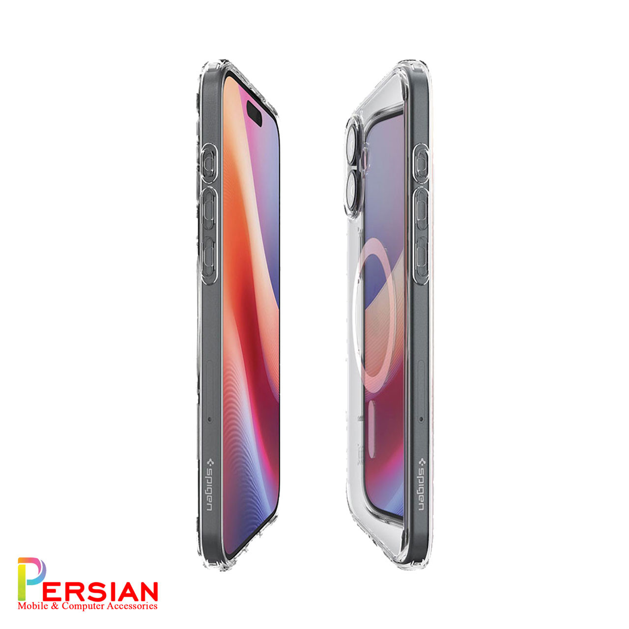 قاب گوشی آیفون ۱6 تمام شفاف با مگ سیف برند اسپیگن Spigen Ultra Hybrid (MagFit)Case iPhone 16