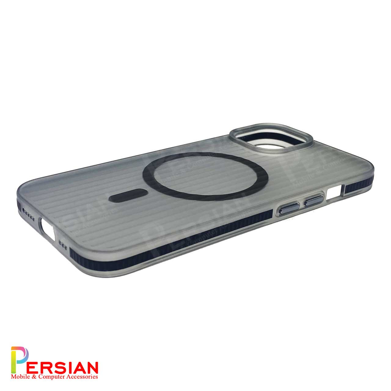قاب گوشی آیفون 15 پرومکس طرح راه راه مگ سیف دار برند مجیک ماسک Magic Ribbed Case Magsafe IPhone 15 Pro Max