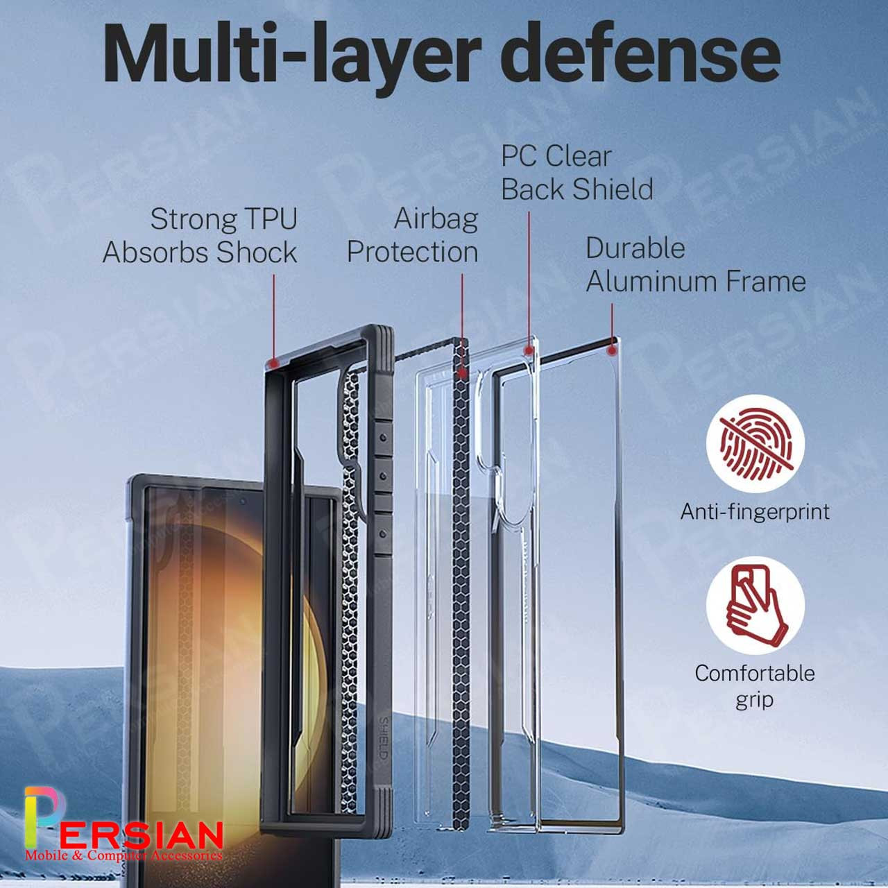 قاب ضد ضربه اس 24 اولترا برند ایکس دوریا  X-DORIA DEFENSE SHIELD S24 ULTRA