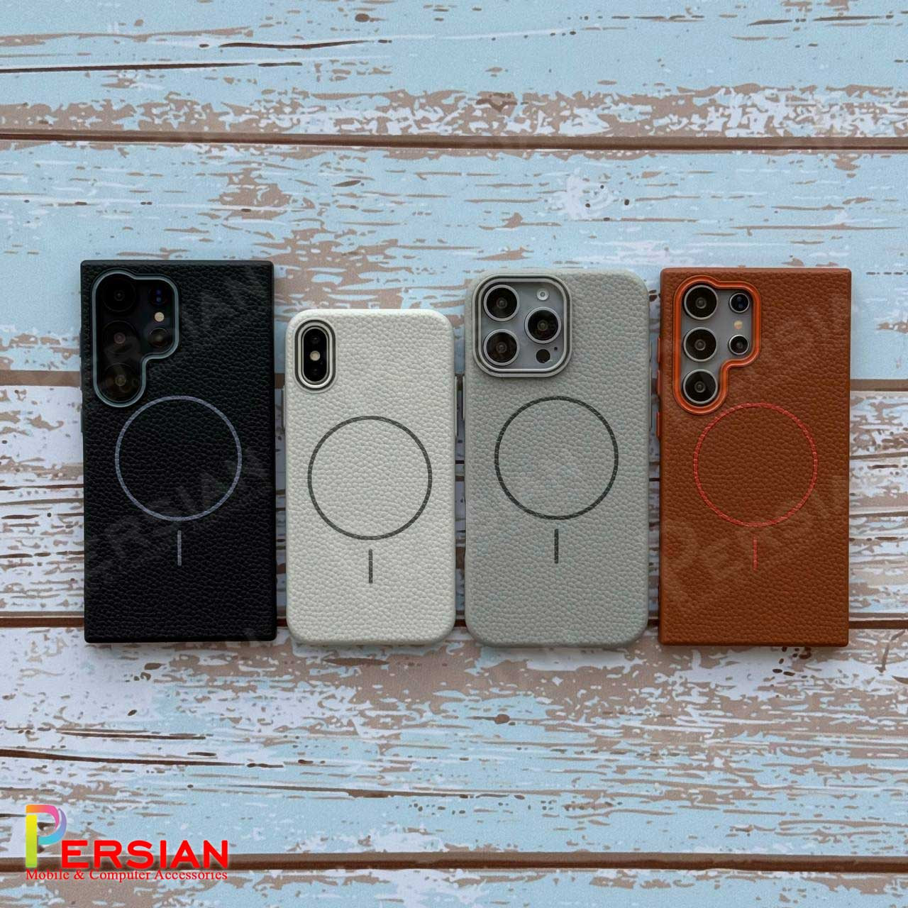 قاب گوشی سامسونگ اس 24 اف ای چرمی نرم برند مجیک ماسک با مگ سیف Leather Soft Samsung S24 FE