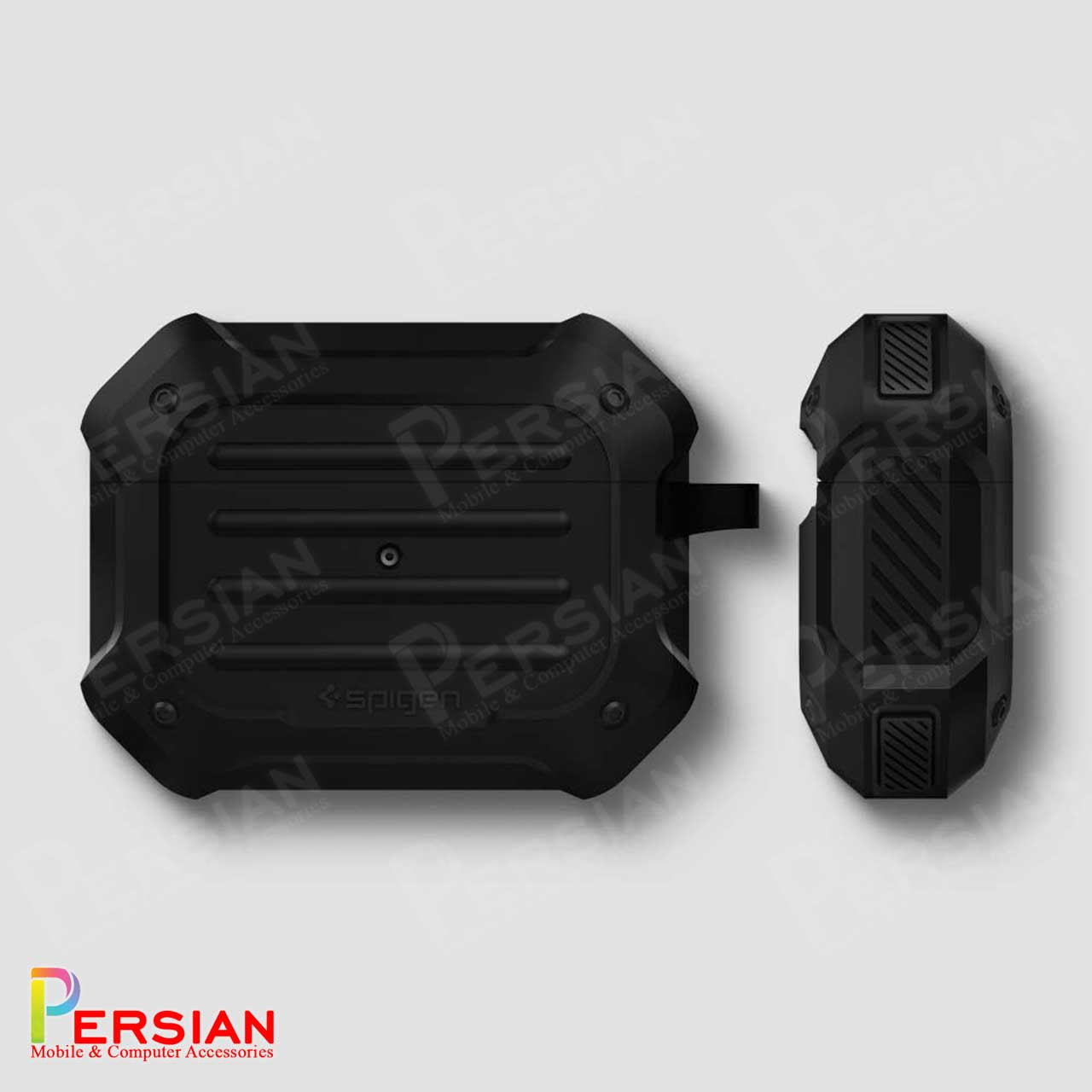 کاور ایرپاد 1 - 2 برند اسپیگن آرمور متال مدل Spigen Rugged Armor Metal Case Airpods 1 - 2