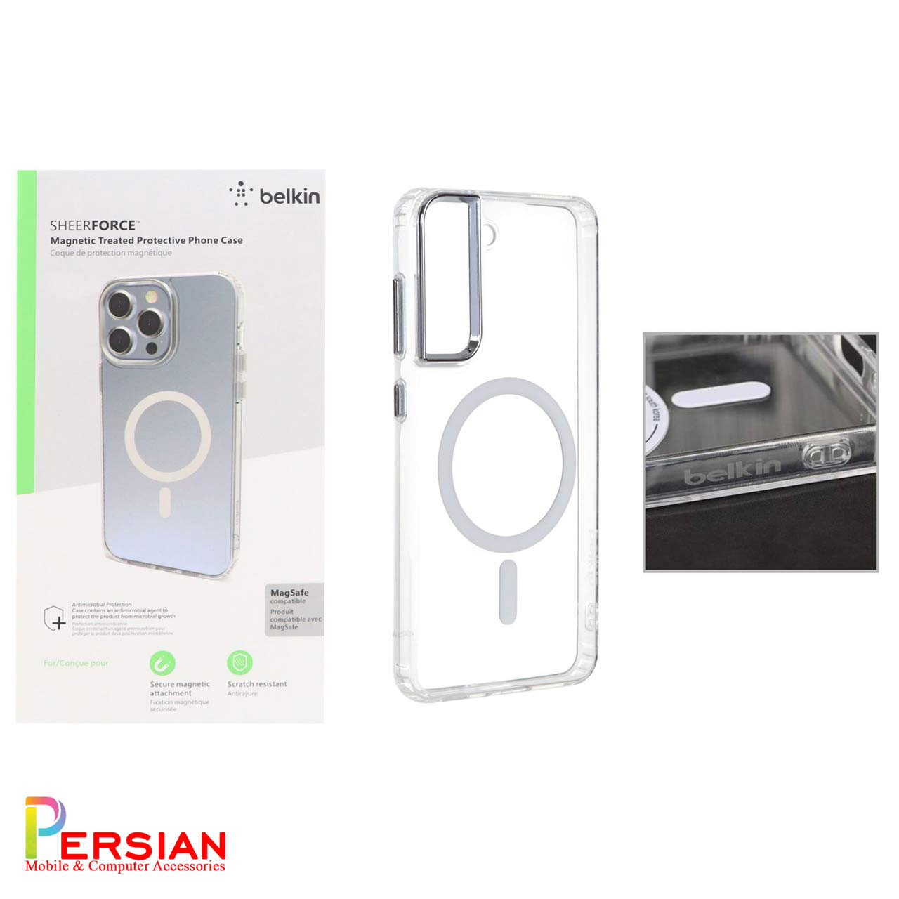 قاب شفاف گوشی سامسونگ S21 FE با مگ سیف برند مجیک ماسک Clear Case For Samsung S21 FE