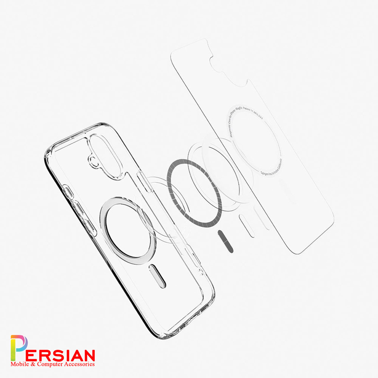 قاب گوشی آیفون ۱6 تمام شفاف با مگ سیف برند اسپیگن Spigen Ultra Hybrid (MagFit)Case iPhone 16