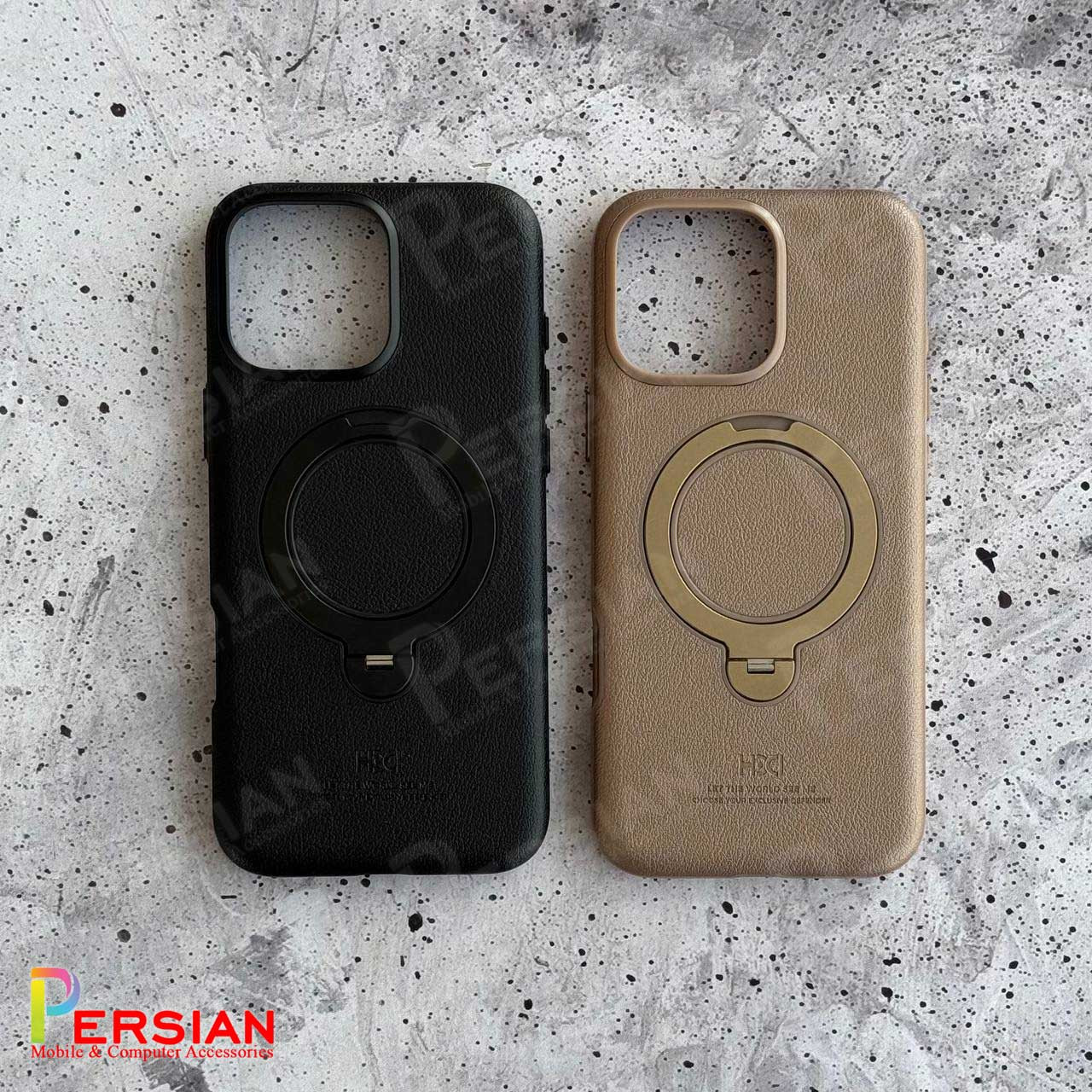 قاب اورجینال چرمی HDD گوشی آیفون 16 پرومکس با مگ سیف لوپ استندشو HDD Leather Holder Case iPhone 16 Pro Max