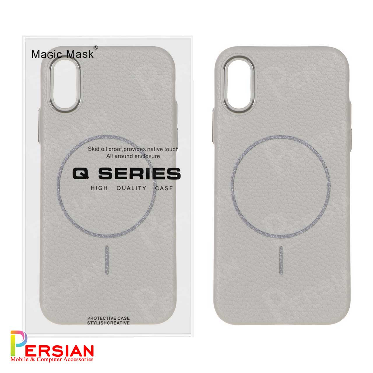 قاب گوشی آیفون ایکس چرمی نرم برند مجیک ماسک با مگ سیف Leather Soft iPhone X/Xs