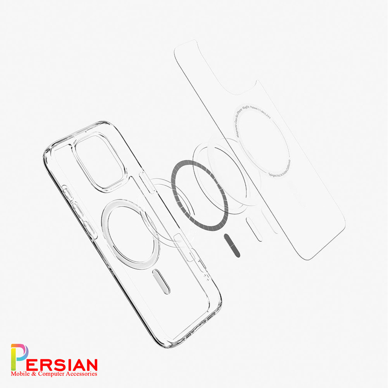 قاب گوشی آیفون ۱6 پرو تمام شفاف با مگ سیف برند اسپیگن Spigen Ultra Hybrid (MagFit)Case iPhone 16 Pro