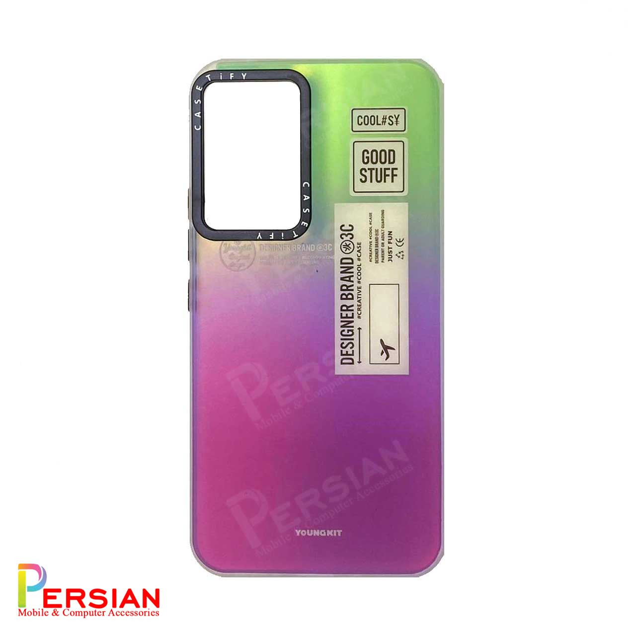 قاب گوشی سامسونگ Samsung S23 Ultra هولوگرامی برند CaseTify محافظ لنز و دکمه فلزی - طرح بارکد