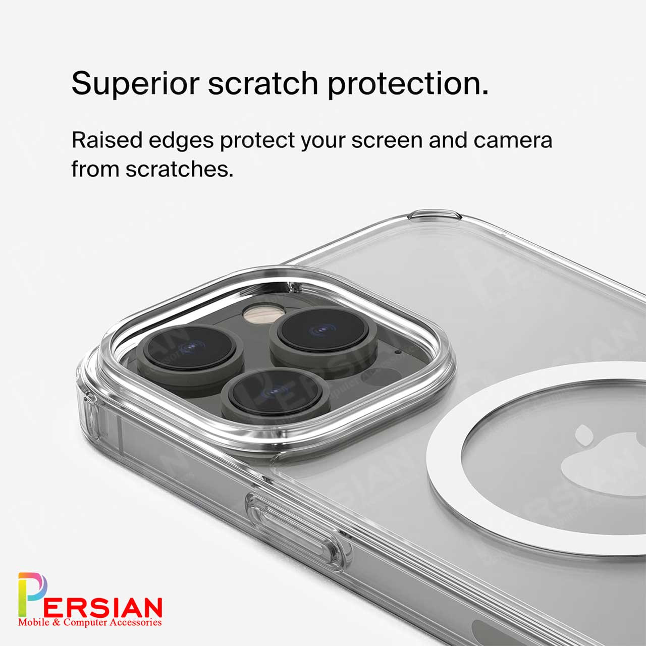 قاب شفاف گوشی آیفون 16 برند بلکین با مگ سیف و دکمه و رینگ متال Belkin For IPhone 16