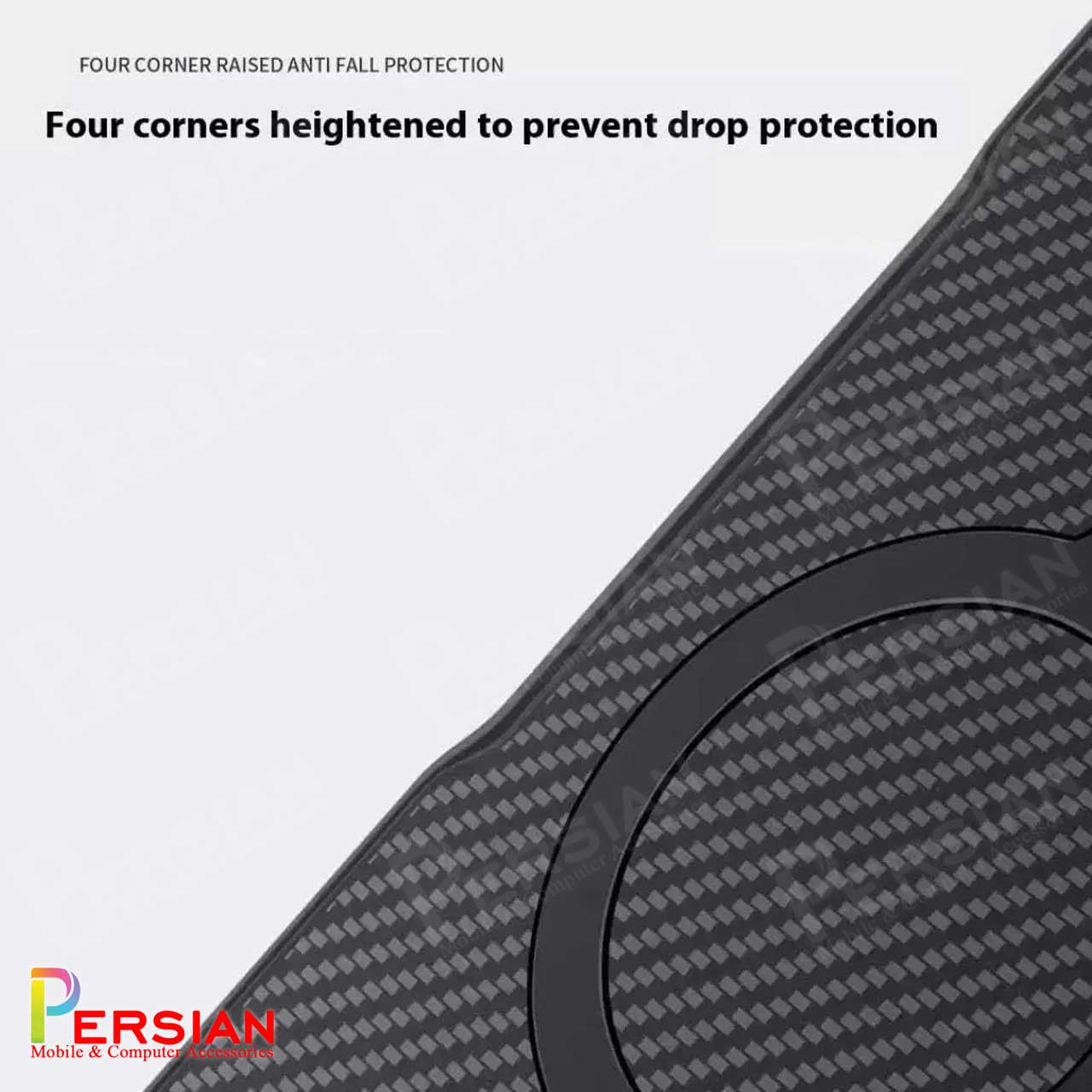 قاب گوشی آیفون 13 طرح فیبر کربن مگ سیف استند شو برند مجیک ماسک Fiber Carbon Magic Mask Case iPhone 13