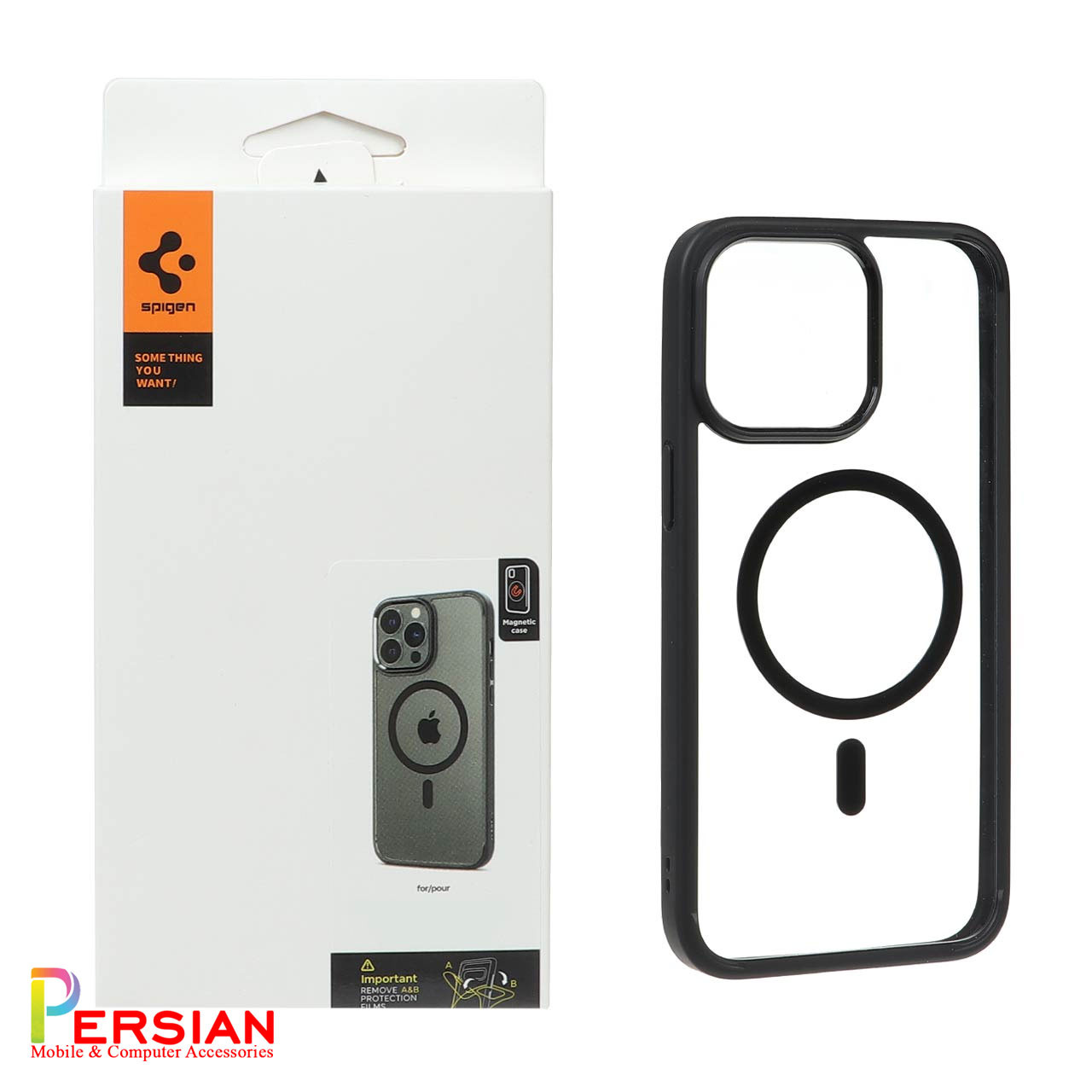 قاب گوشی آیفون ۱۳ با مگ سیف برند اسپیگن Spigen Ultra Hybrid Mag Case iPhone 13