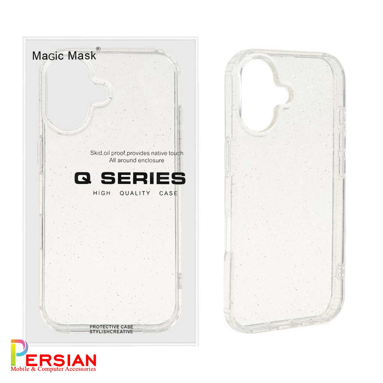 قاب شفاف شاین اکلیلی آیفون 16 برند مجیک ماسک MagicMask Sparkle iPhone 16