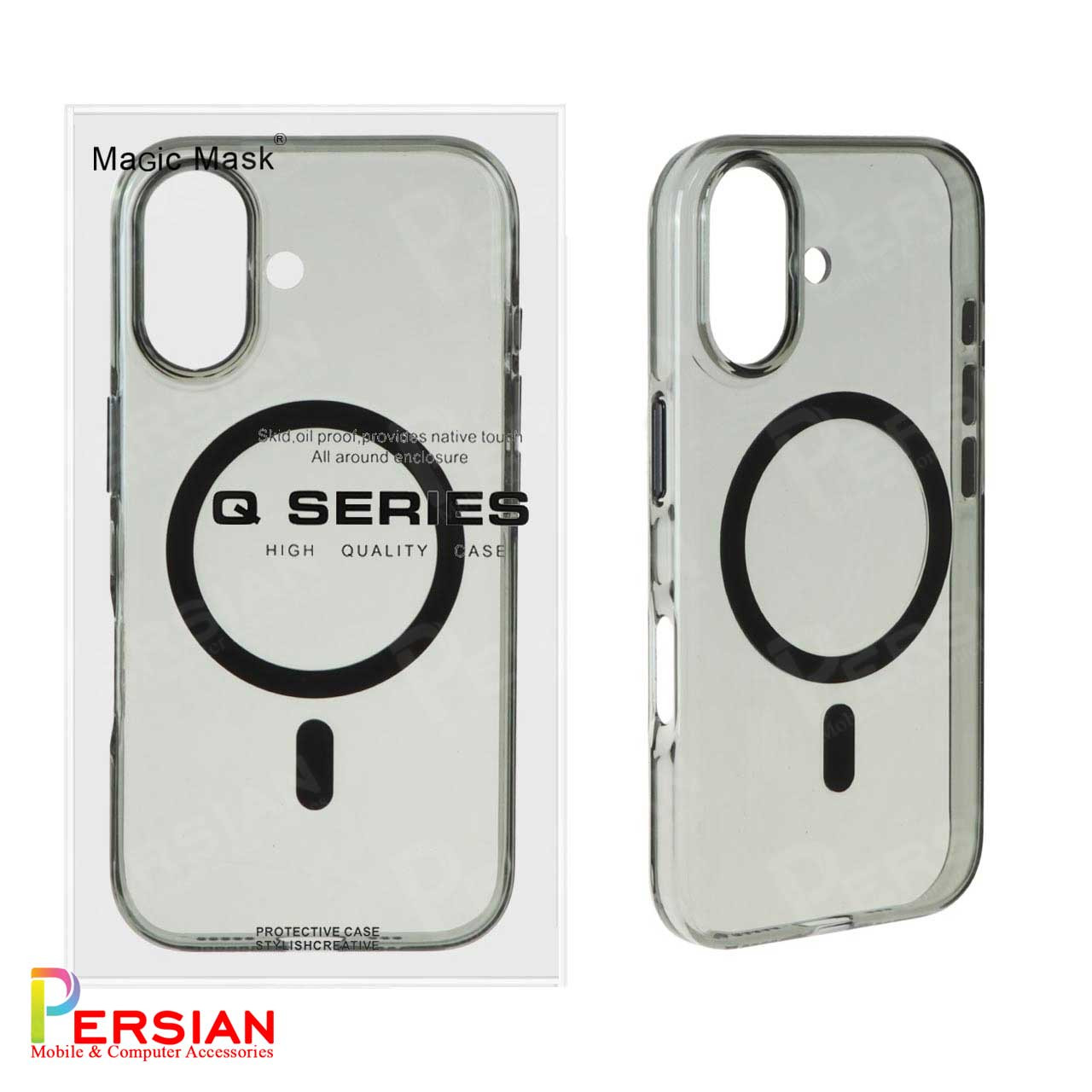قاب گوشی آیفون 16 تمام شفاف PC با مگ سیف مدل آیرون مجیک Magic Mask Iron Magic iPhone 16