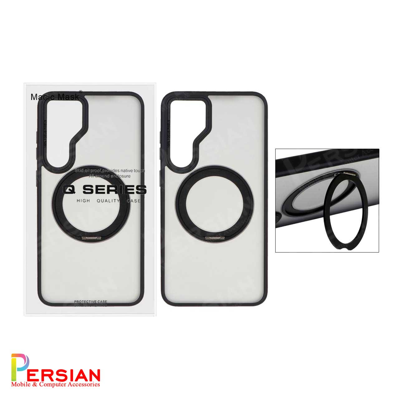 قاب سامسونگ S23 FE مات مگ سیف دار و استندشو برند مجیک ماسک MagicMask Samsung S23 FE