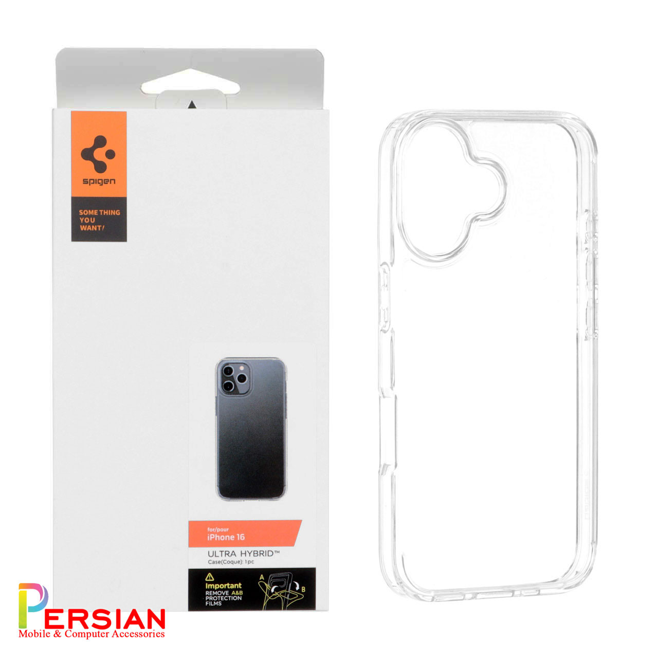 قاب گوشی آیفون ۱6 تمام شفاف برند اسپیگن Spigen Ultra Hybrid Case iPhone 16