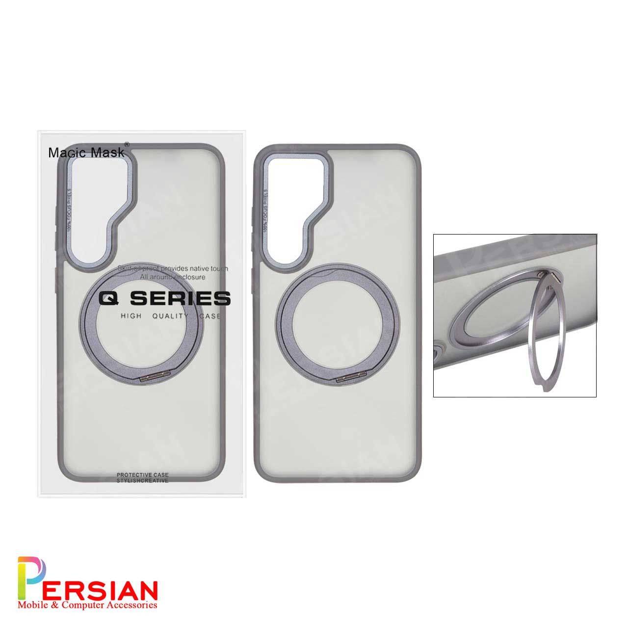 قاب سامسونگ S24 FEمات مگ سیف دار و استندشو برند مجیک ماسک MagicMask Samsung S24 FE