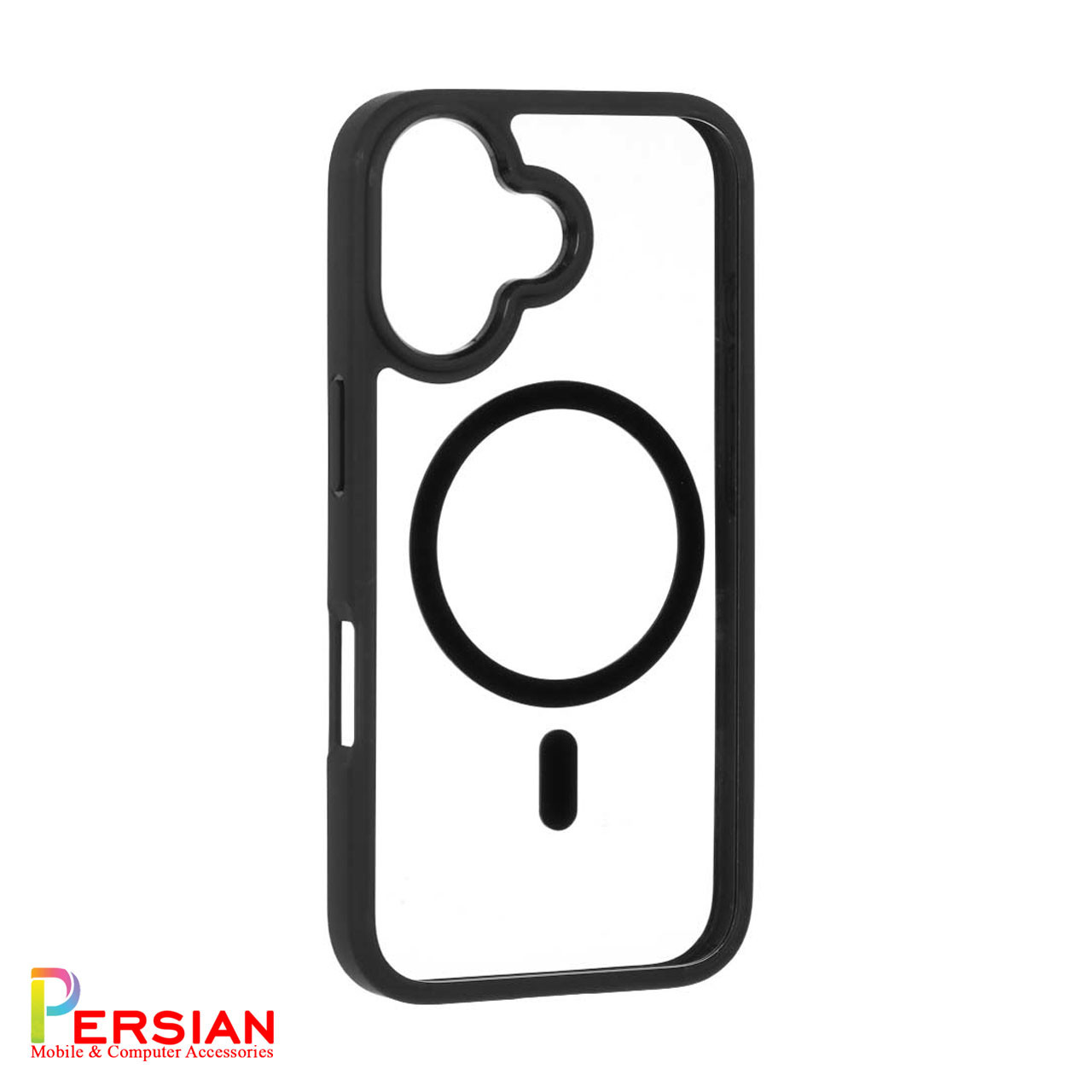 قاب گوشی آیفون ۱6 دور مشکی پشت شفاف با مگ سیف برند اسپیگن Spigen Ultra Hybrid (MagFit)Case iPhone 16