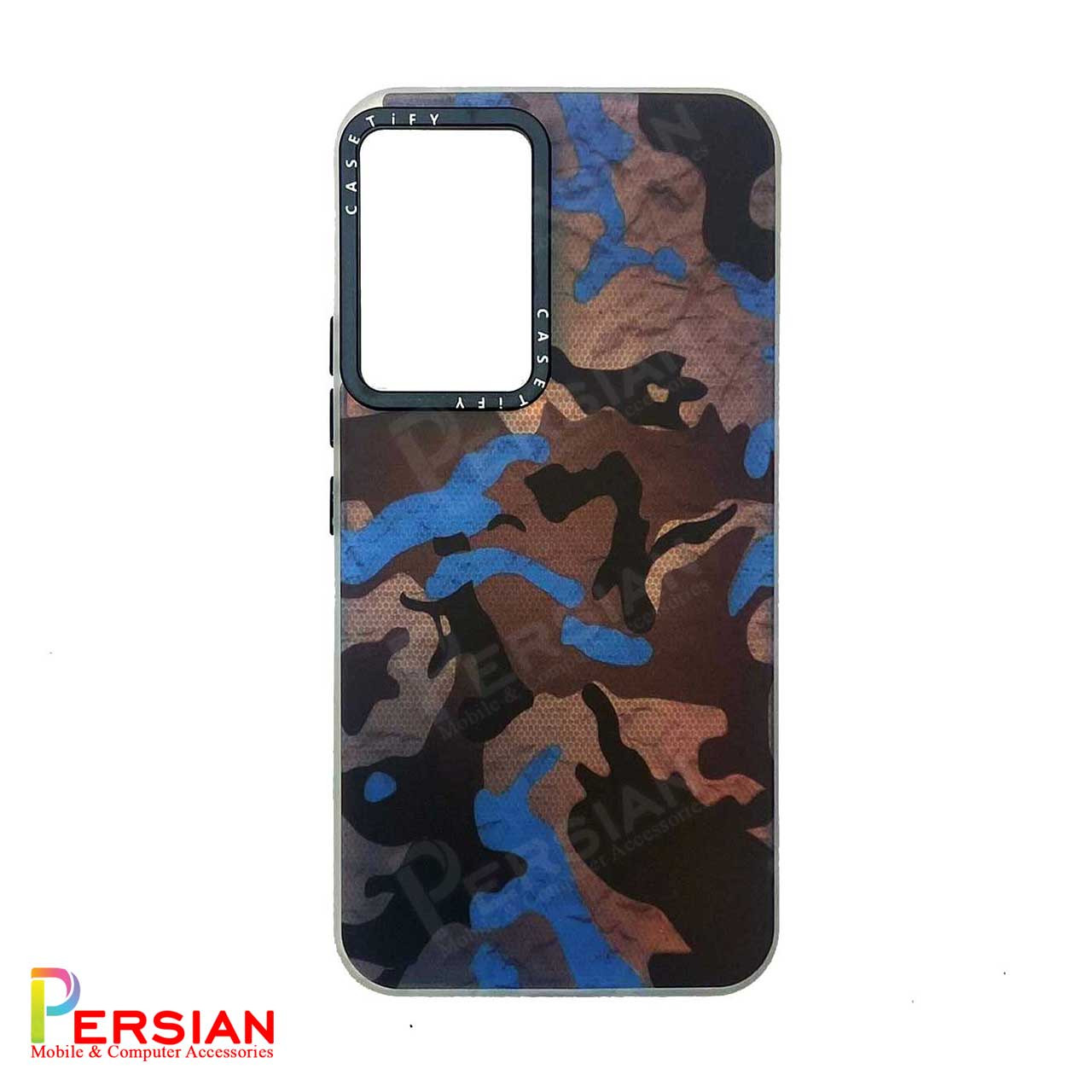 قاب گوشی سامسونگ Samsung S23 Ultra هولوگرامی برند CaseTify محافظ لنز و دکمه فلزی - طرح ارتشی