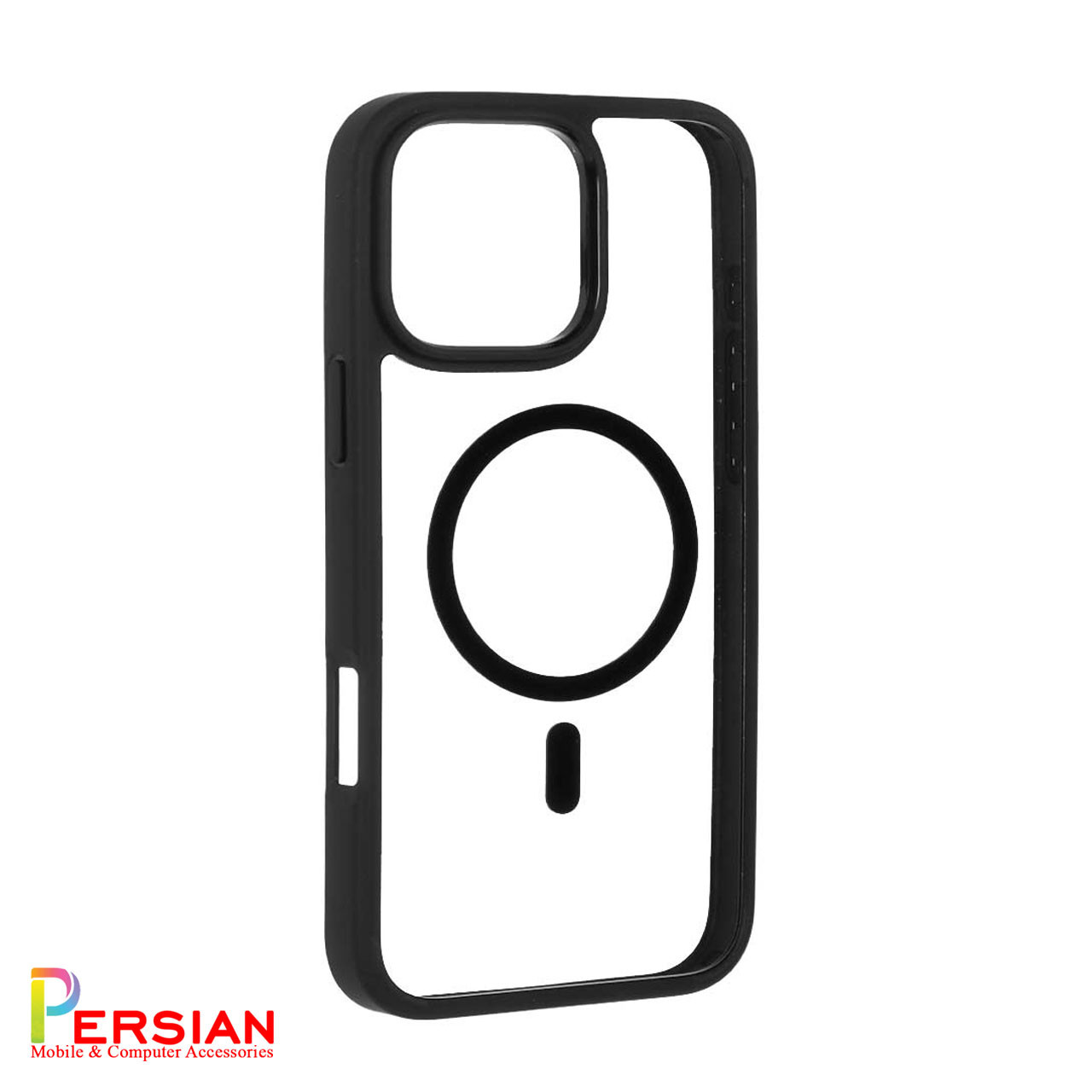 قاب گوشی آیفون ۱6 پرومکس دور مشکی پشت شفاف با مگ سیف برند اسپیگن Spigen Ultra Hybrid (MagFit)Case iPhone 16 Pro Max