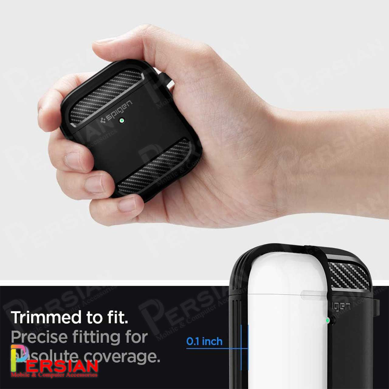 کاور ایرپادز 1 - 2 برند اسپیگن مدل Spigen Rugged Armor case Airpods  1 - 2