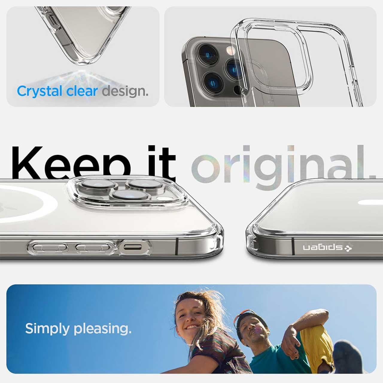 قاب قاب اسپیگن Spigen اورجینال آیفون ۱۴ پرو مکس Spigen Crystal Hybrid Mag Case iPhone 14 Pro Max