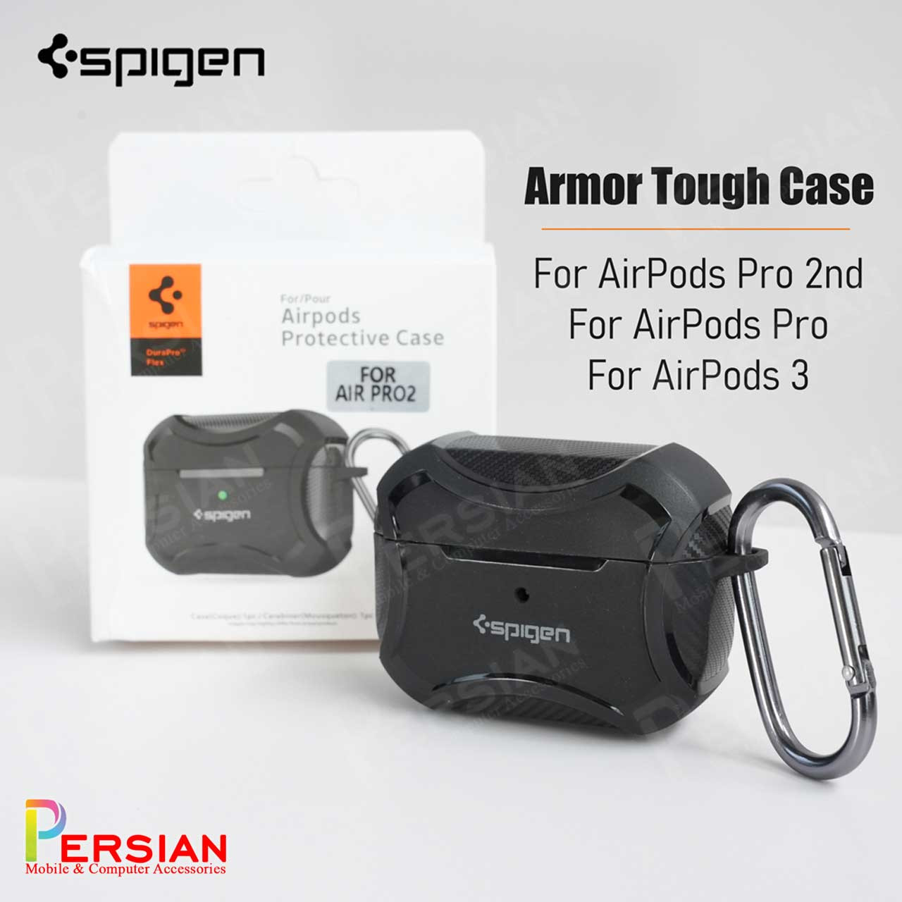 کاور ایرپاد  پرو 1 و2 برند اسپیگن مدل Spigen Armor Protective Case Cover Airpods Pro 1 - 2