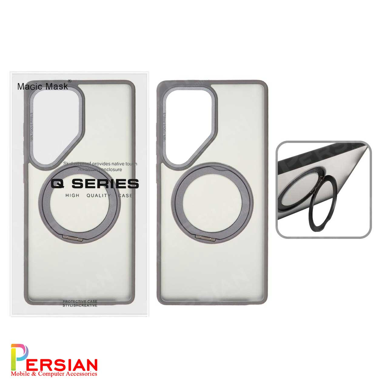 قاب سامسونگ S25 الترا مات مگ سیف دار و استندشو برند مجیک ماسک MagicMask Samsung S25 Ultra
