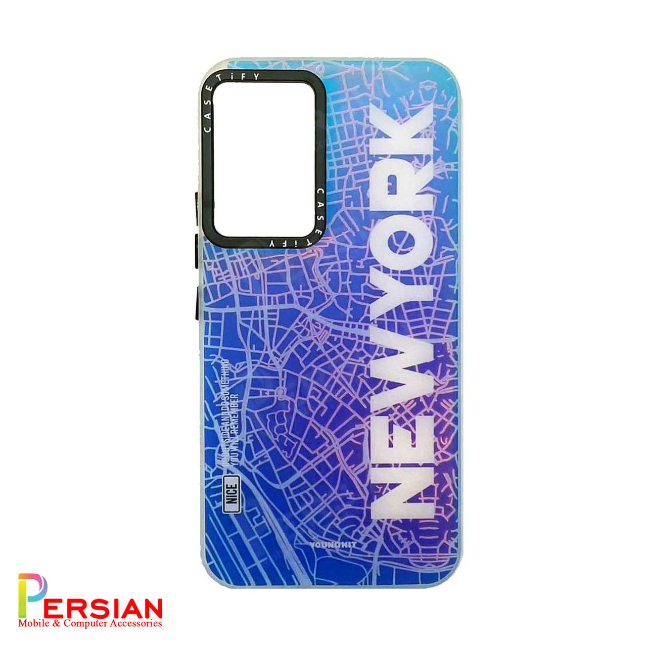 قاب گوشی سامسونگ Samsung S23 Ultra هولوگرامی برند CaseTify محافظ لنز و دکمه فلزی - طرح نیویورک