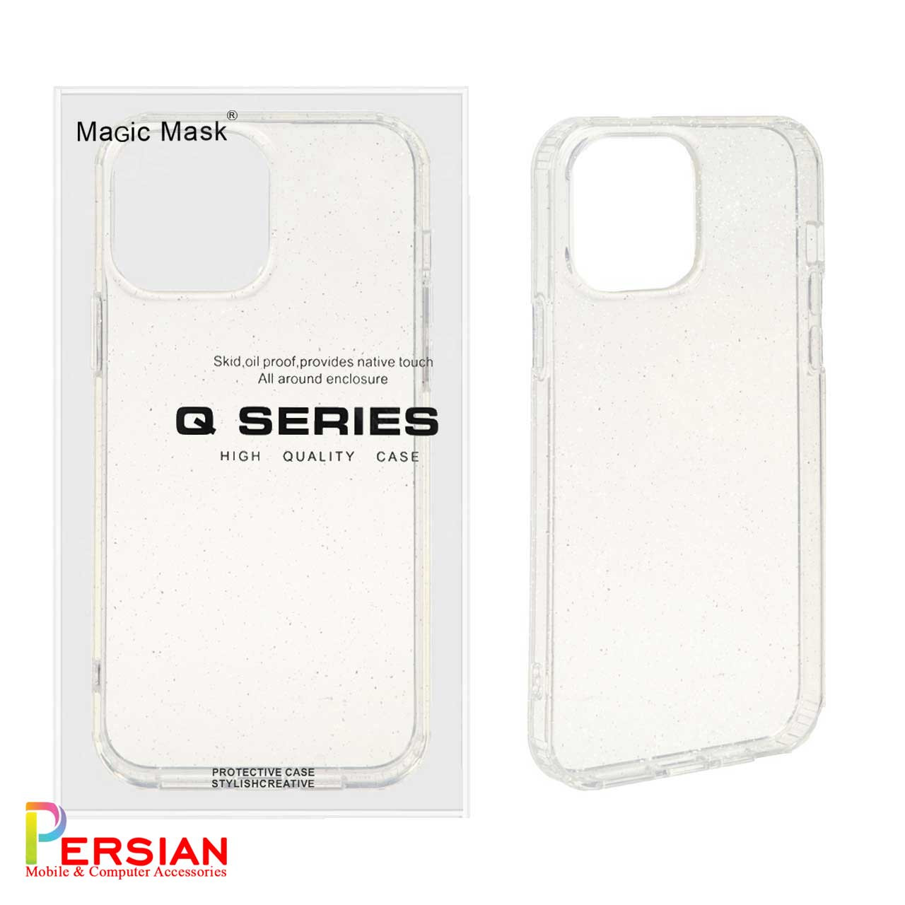 قاب شفاف شاین اکلیلی آیفون 15 پرومکس برند مجیک ماسک MagicMask Sparkle iPhone 15 Pro Max