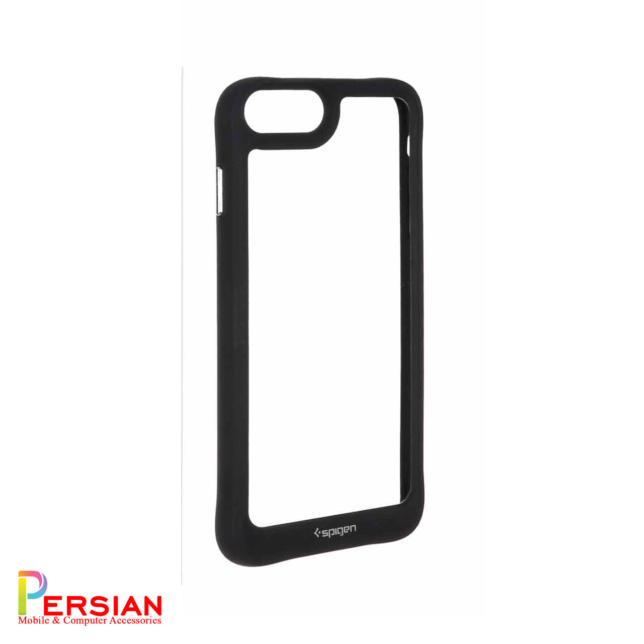 قاب آیفون 7/8 پلاس اسپیگن مدل دور مشکی شفاف لنز برجسته  Spigen Black TPU Clear Case iPhone 7/8 Plus