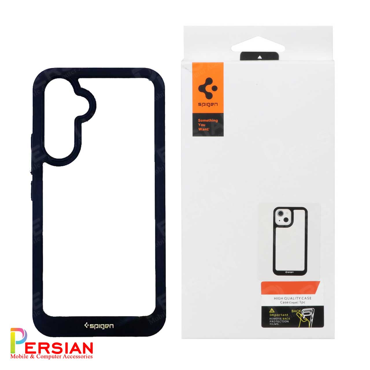 قاب سامسونک A34  اسپیگن مدل دور مشکی شفاف لنز برحجسته  Spigen Black TPU Clear Case Samsung A34